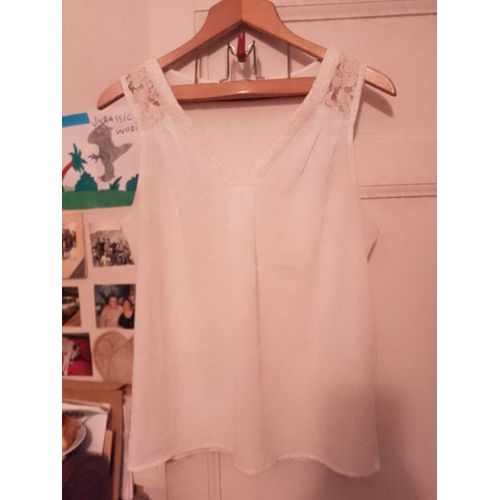 Débardeur Blanc Bretelles Dentelle 40 L Naf Naf.