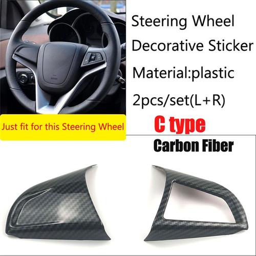 Décoration d'intérieur de volant de voiture,autocollant de garniture de  boîtier de voiture pour Chevrolet Cruze Trax Aveo Sonic Onix Cobalt - Type  C type Carbon Fiber