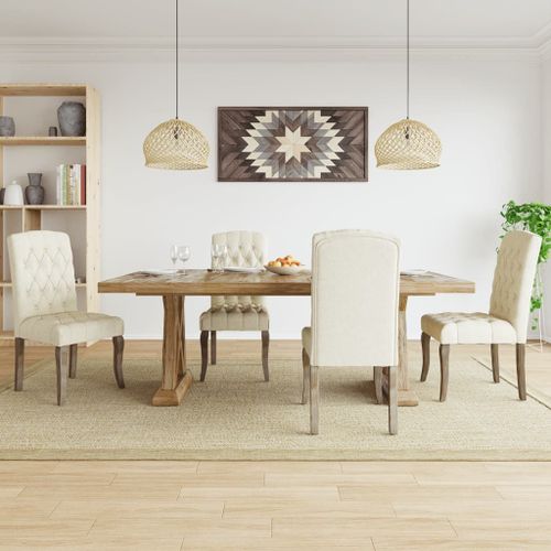 Vidaxl Chaises À Manger Lot De 4 Beige Tissu À L'aspect De Lin