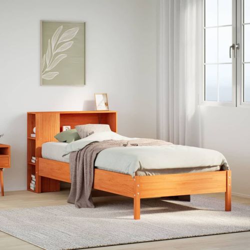 Vidaxl Lit Bibliothèque Sans Matelas Cire Marron 75x190 Cm Pin Massif