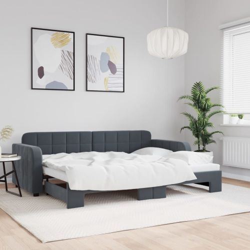 Vidaxl Lit De Jour Avec Lit Gigogne Gris Foncé 80x200 Cm Velours
