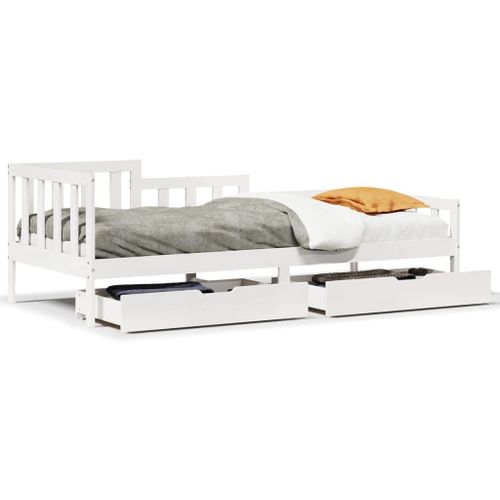 Vidaxl Lit De Jour Avec Tiroirs Blanc 80x200 Cm Bois De Pin Massif
