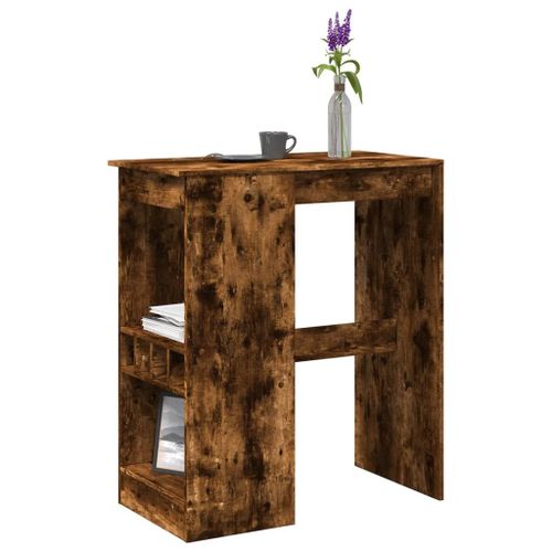 Vidaxl Table De Bar Avec Étagères Chêne Fumé Bois D'ingénierie