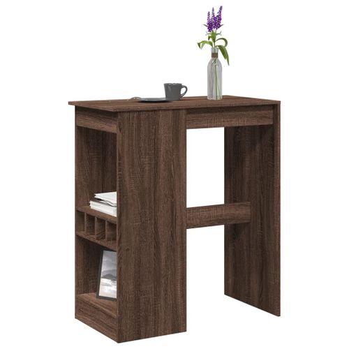 Vidaxl Table De Bar Avec Étagères Chêne Marron Bois D'ingénierie