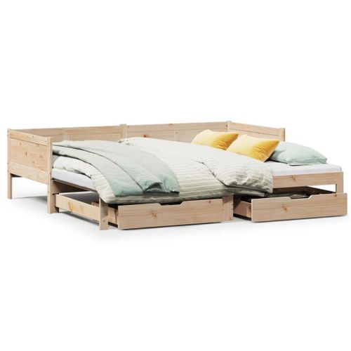 Vidaxl Lit De Jour Et Lit Gigogne Et Tiroirs 80x200 Cm Bois Pin Massif