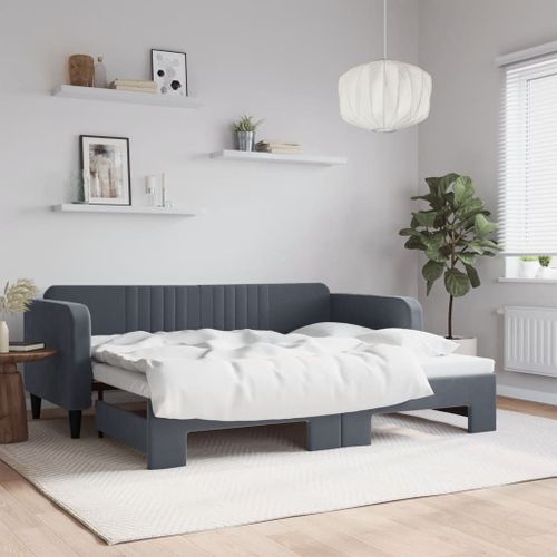 Vidaxl Lit De Jour Avec Lit Gigogne Gris Foncé 90x200 Cm Velours