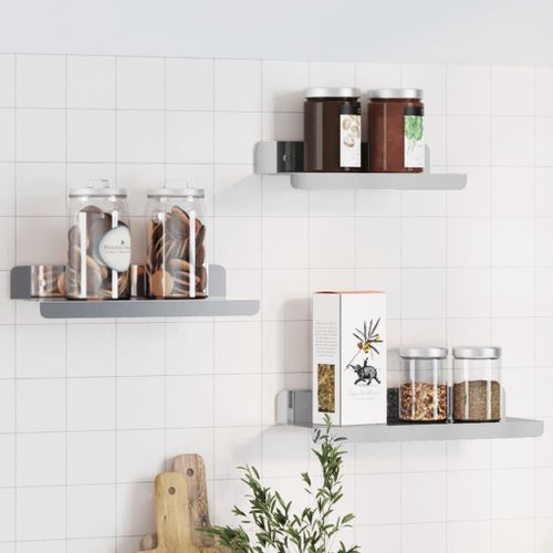 Vidaxl Étagères Murales 3 Pcs Argenté Acier Inoxydable