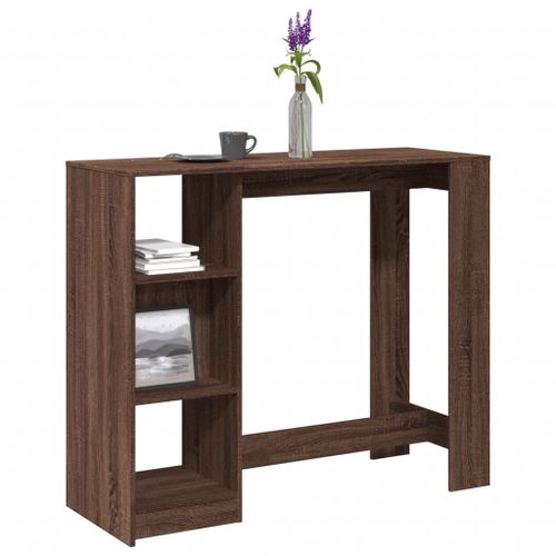 Vidaxl Table De Bar Avec Étagère Chêne Marron Bois D'ingénierie