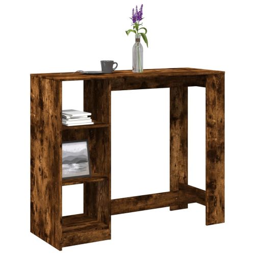 Vidaxl Table De Bar Avec Étagère Chêne Fumé Bois D'ingénierie
