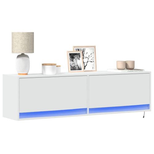 Vidaxl Meuble Tv Mural Avec Lumières Led Blanc 140x31x38 Cm