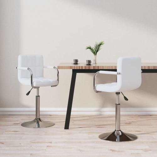 Vidaxl Chaises Pivotantes À Manger Lot De 2 Blanc Similicuir