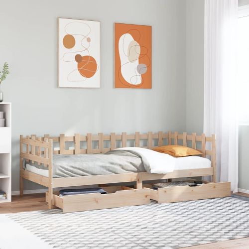 Vidaxl Lit De Jour Avec Tiroirs 90x190 Cm Bois De Pin Massif