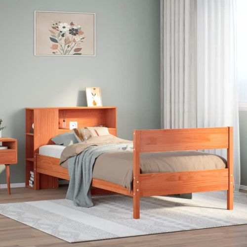 Vidaxl Lit Bibliothèque Sans Matelas Cire Marron 75x190 Cm Pin Massif
