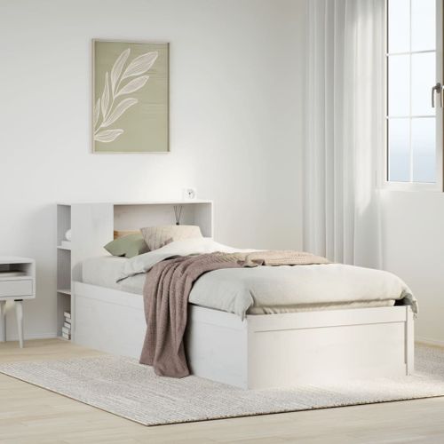 Vidaxl Cadre De Lit Sans Matelas Blanc 90x200 Cm Bois De Pin Massif