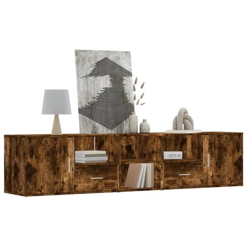 Vidaxl Armoire D'angle Chêne Fumé 200x40x45 Cm Bois D'ingénierie