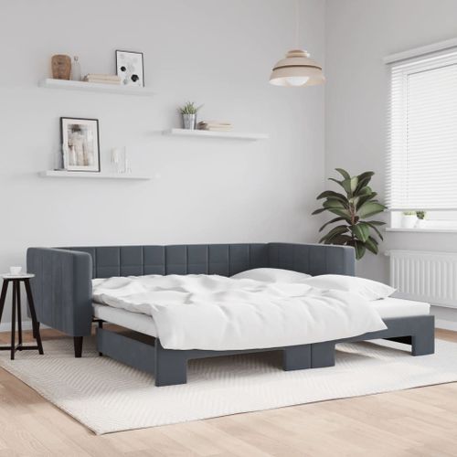 Vidaxl Lit De Jour Avec Lit Gigogne Gris Foncé 100x200 Cm Velours