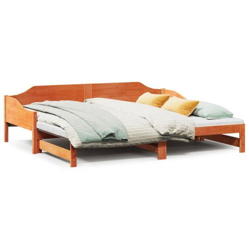 Vidaxl Lit De Jour Avec Lit Gigogne Cire Marron 90x200 Cm Pin Massif