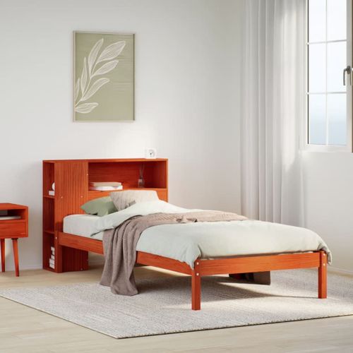 Vidaxl Lit Bibliothèque Sans Matelas Cire Marron 75x190 Cm Pin Massif