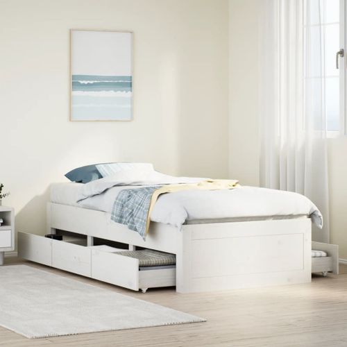 Vidaxl Cadre De Lit Sans Matelas Avec Tiroirs 90x200 Cm Bois De Pin