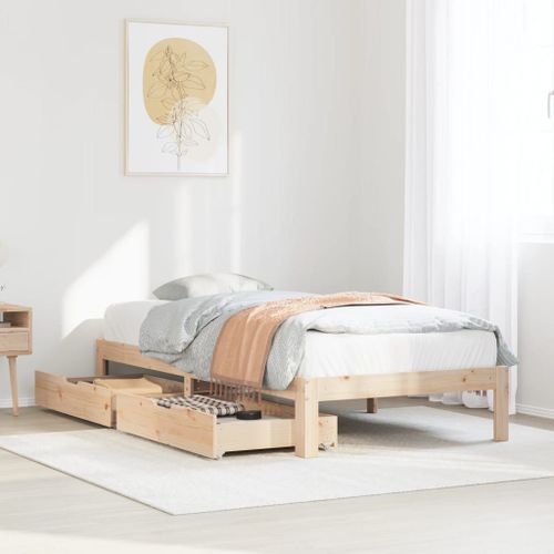 Vidaxl Cadre De Lit Avec Tiroirs 90x200 Cm Bois De Pin Massif