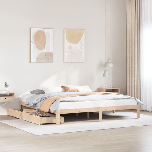 Vidaxl Cadre De Lit Avec Tiroirs 200x200 Cm Bois Massif De Pin