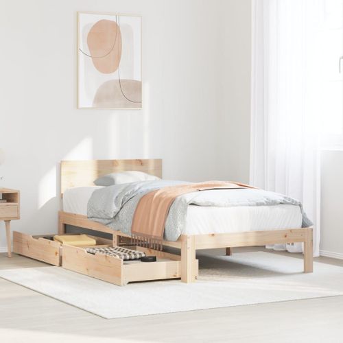 Vidaxl Cadre De Lit Avec Tiroirs 100x200 Cm Bois Massif De Pin