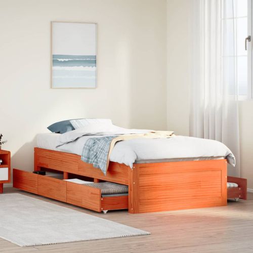 Vidaxl Cadre De Lit Sans Matelas Avec Tiroirs 100x200 Cm Bois De Pin