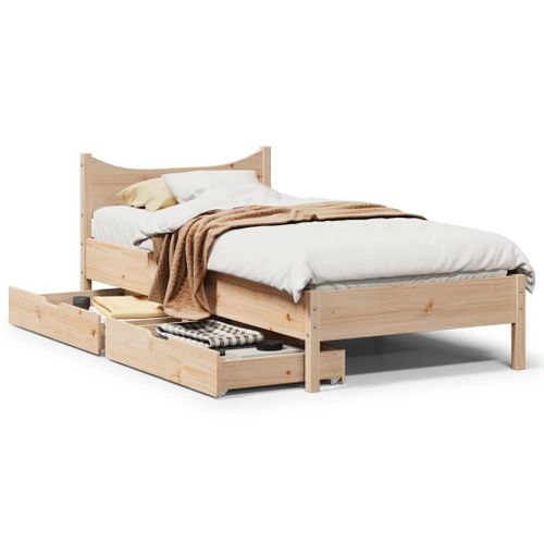 Vidaxl Cadre De Lit Avec Tiroirs 90x190 Cm Bois De Pin Massif