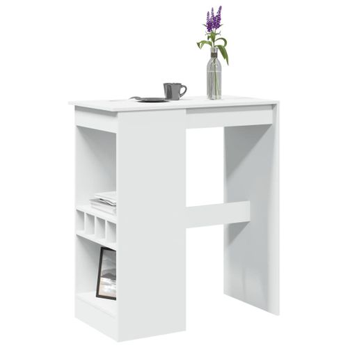 Vidaxl Table De Bar Avec Étagères Blanc Bois D'ingénierie