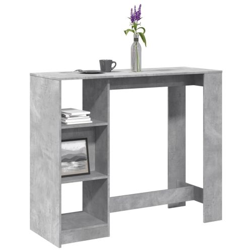 Vidaxl Table De Bar Avec Étagère Gris Béton Bois D'ingénierie