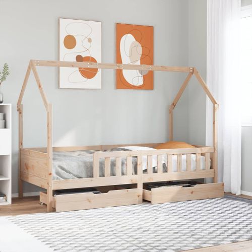 Vidaxl Cadre De Lit D'enfants Et Tiroirs 90x190 Cm Bois De Pin Massif