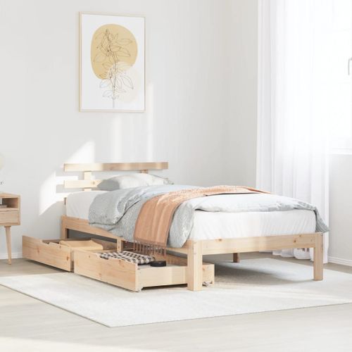 Vidaxl Cadre De Lit Avec Tiroirs 100x200 Cm Bois Massif De Pin
