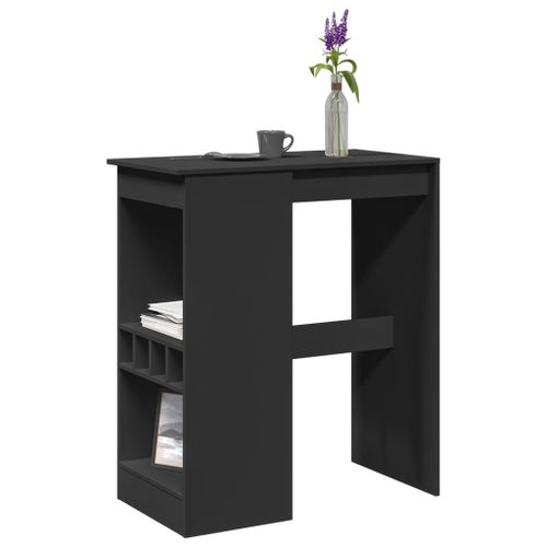 Vidaxl Table De Bar Avec Étagères Noir Bois D'ingénierie