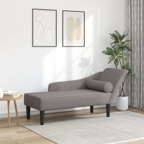 Vidaxl Chaise Longue Avec Coussins Taupe Tissu