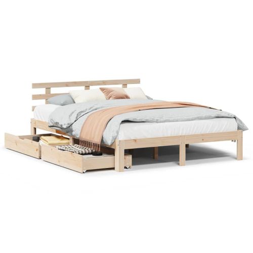 Vidaxl Cadre De Lit Avec Tiroirs 120x200 Cm Bois De Pin Massif