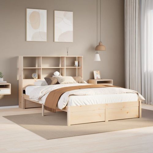 Vidaxl Lit Bibliothèque Sans Matelas 135x190 Cm Bois De Pin Massif