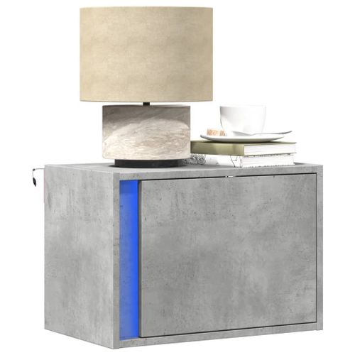 Vidaxl Tables De Chevet Murales Avec Lumières Led 2 Pcs Gris Béton