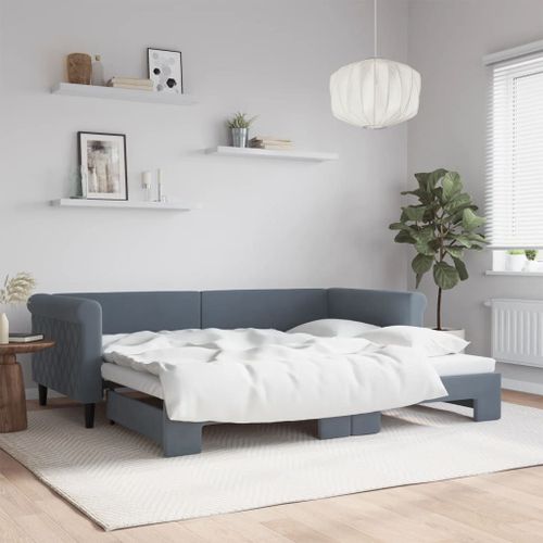 Vidaxl Lit De Jour Avec Lit Gigogne Gris Foncé 90x200 Cm Velours