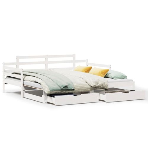 Vidaxl Lit De Jour Et Lit Gigogne Et Tiroirs 90x190 Cm Bois Pin Massif