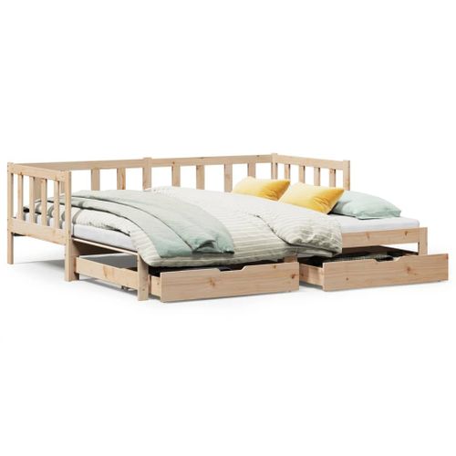 Vidaxl Lit De Jour Et Lit Gigogne Et Tiroirs 90x190 Cm Bois Pin Massif
