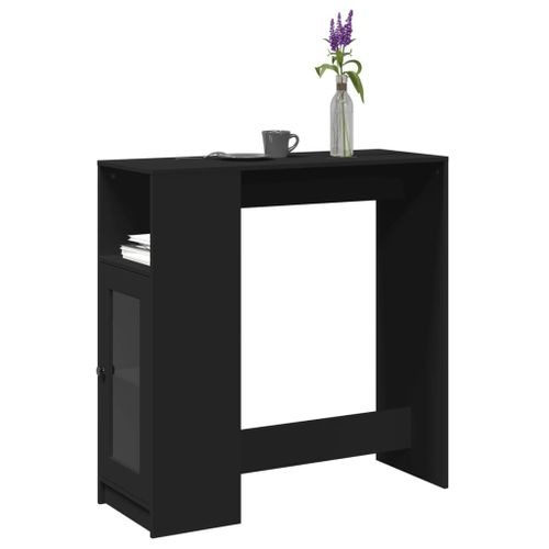 Vidaxl Table De Bar Avec Étagères Noir Bois D'ingénierie