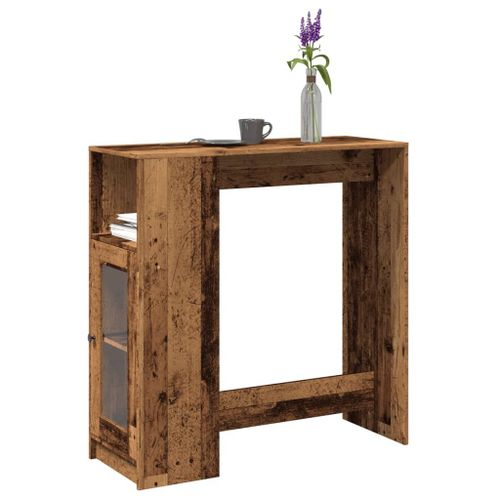 Vidaxl Table De Bar Avec Étagères Vieux Bois Bois D'ingénierie