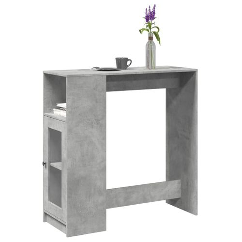 Vidaxl Table De Bar Avec Étagères Gris Béton Bois D'ingénierie