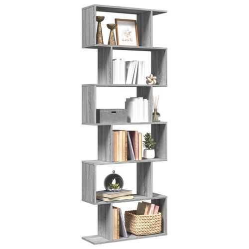 Vidaxl Étagère Séparatrice De Pièce 6 Niveaux Sonoma Gris 70x24x193 Cm