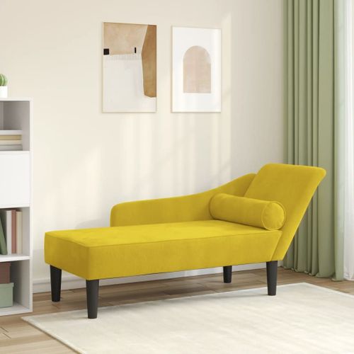 Vidaxl Chaise Longue Avec Coussins Jaune Velours