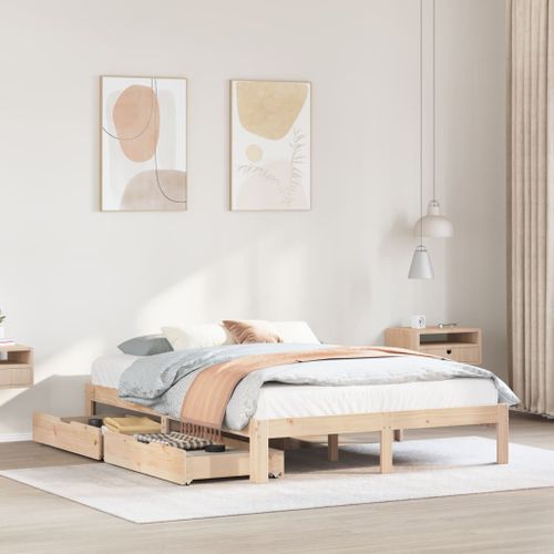 Vidaxl Cadre De Lit Avec Tiroirs 120x200 Cm Bois De Pin Massif