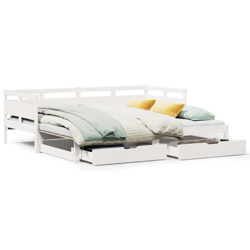 Vidaxl Lit De Jour Et Lit Gigogne Et Tiroirs 90x190 Cm Bois Pin Massif
