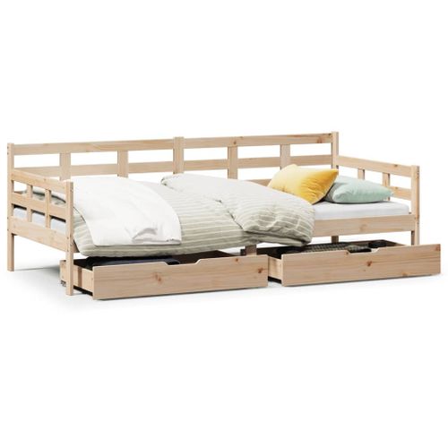 Vidaxl Lit De Jour Avec Tiroirs 90x190 Cm Bois De Pin Massif