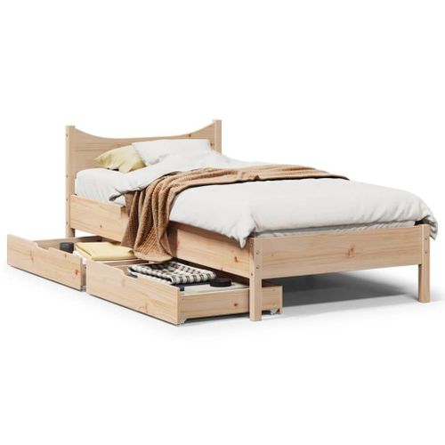 Vidaxl Cadre De Lit Avec Tiroirs 90x200 Cm Bois De Pin Massif