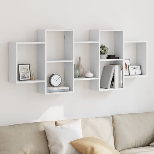 Vidaxl Étagère Murale Blanc 159x18x65 Cm Bois D'ingénierie